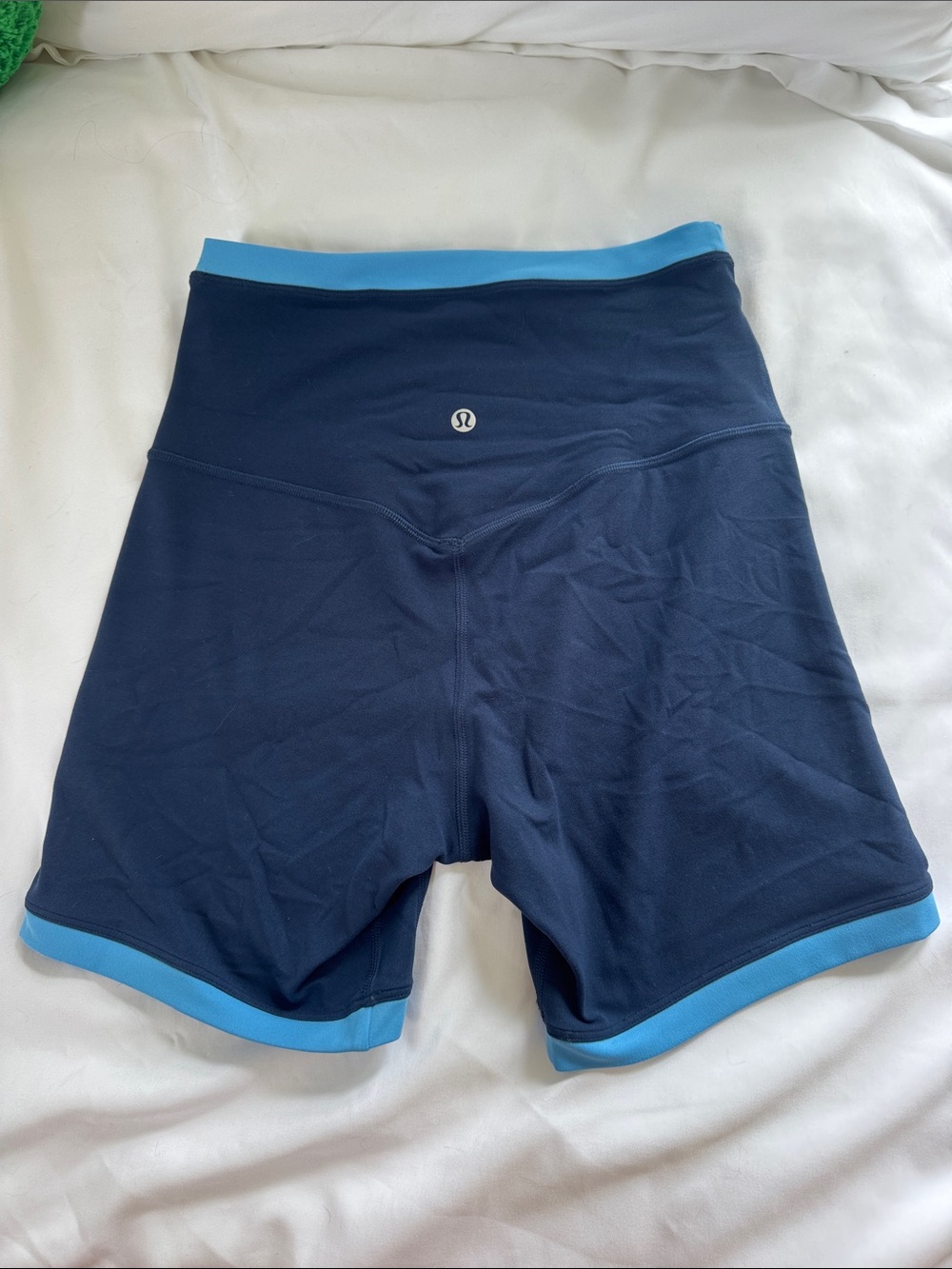 lululemon align layered two toned navy with light blue biker shorts